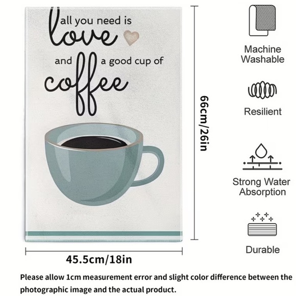 Love and Coffee Themed Kitchen Towel - Picture 2 of 4